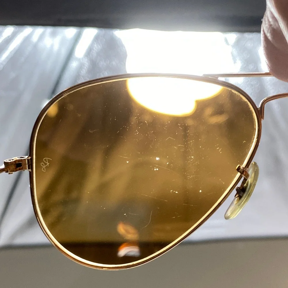Ray-Ban RB3025 Aviator Sunglasses Mens Large Gold Brown Photochromic 58-14